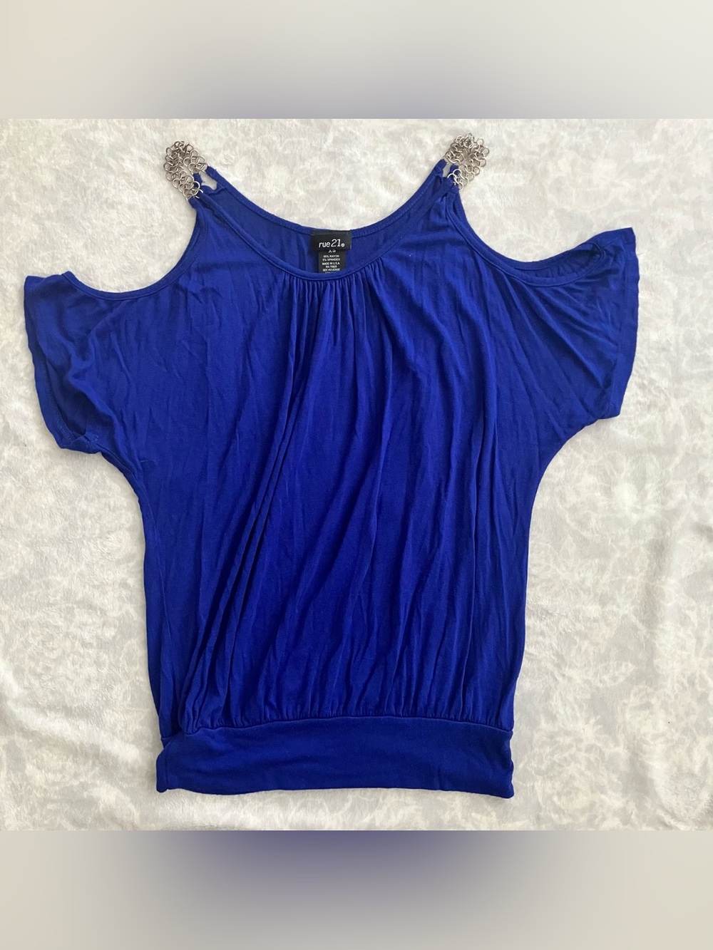 rue21 Royal Blue Cold Shoulder Top Chain Straps XS